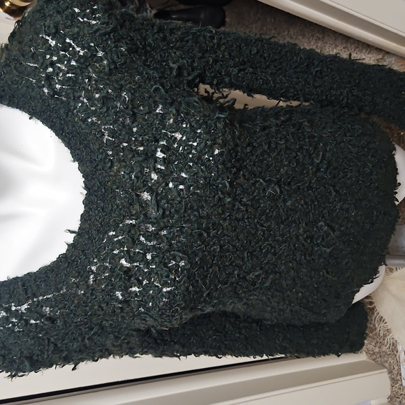 Free People Large Knit Distressed Green Sweater - Picture 1 of 7